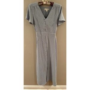 Monteau‎ Los Angeles Light Blue Prairie Dress Size Small Milkmaid Maxi Buttons